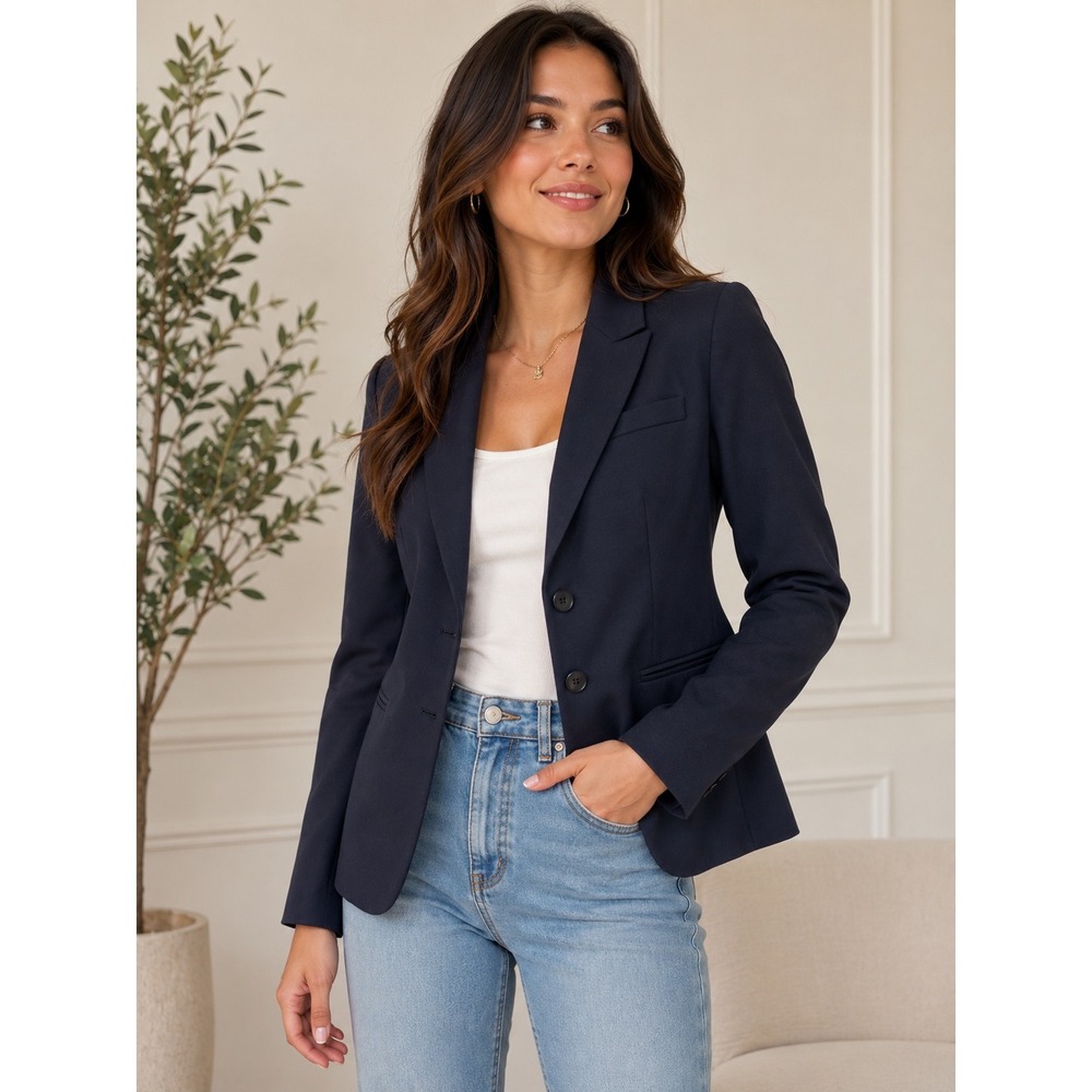 Boden Blazer  Jacket Womens ‎ Navy Ponte Navy Blue Two Button U0001 ES545